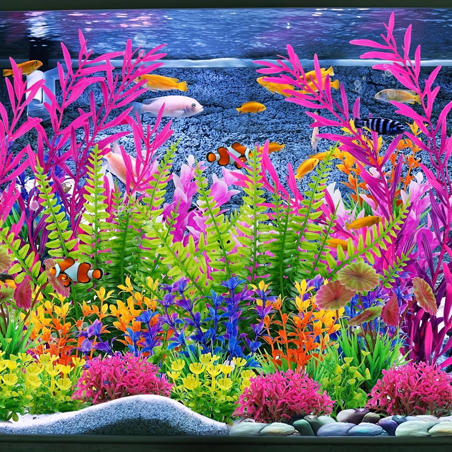 25pcs vibrant artificial aquarium plants colorful pe fish Temu