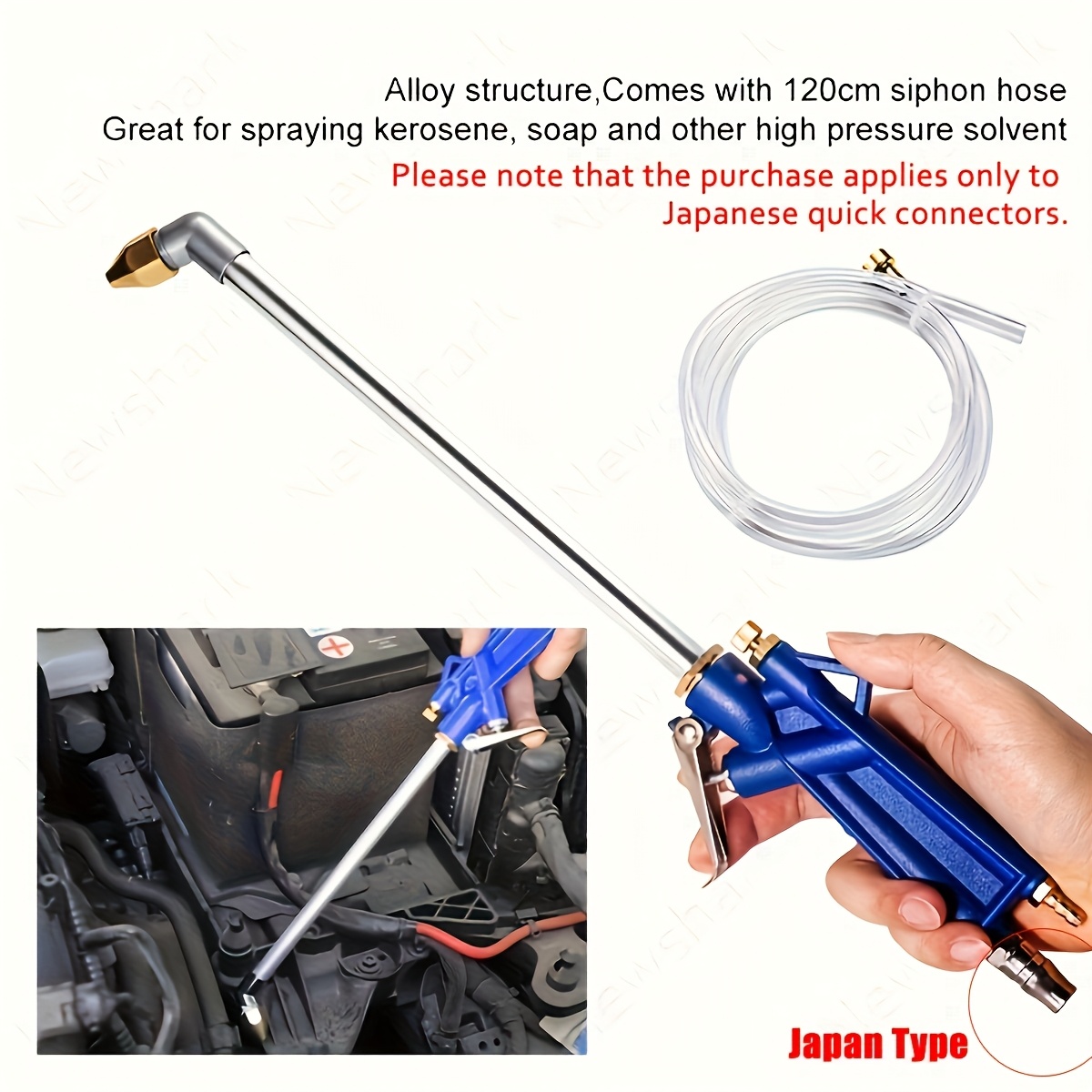 TEMU Pistolet à air soufflant pneumatique pour nettoyage de moteur avec tuyau de , outil pulvérisateur de nettoyage et de dégraissage