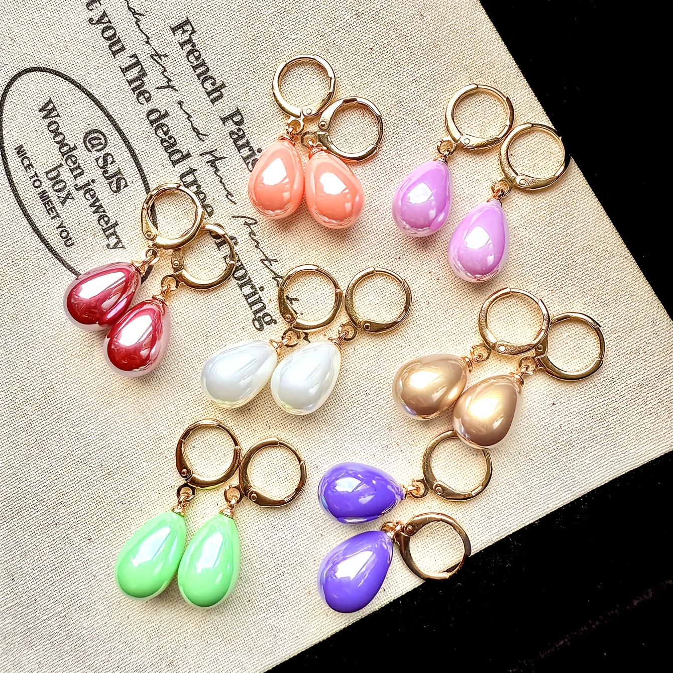 7 Pairs Candy-Colored Long Earrings with Purple Tassels