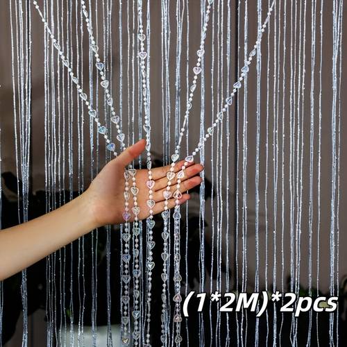2pcs acrylic tassel beaded curtain 1x2 divider for wedding decor home partition elegant shimmering design