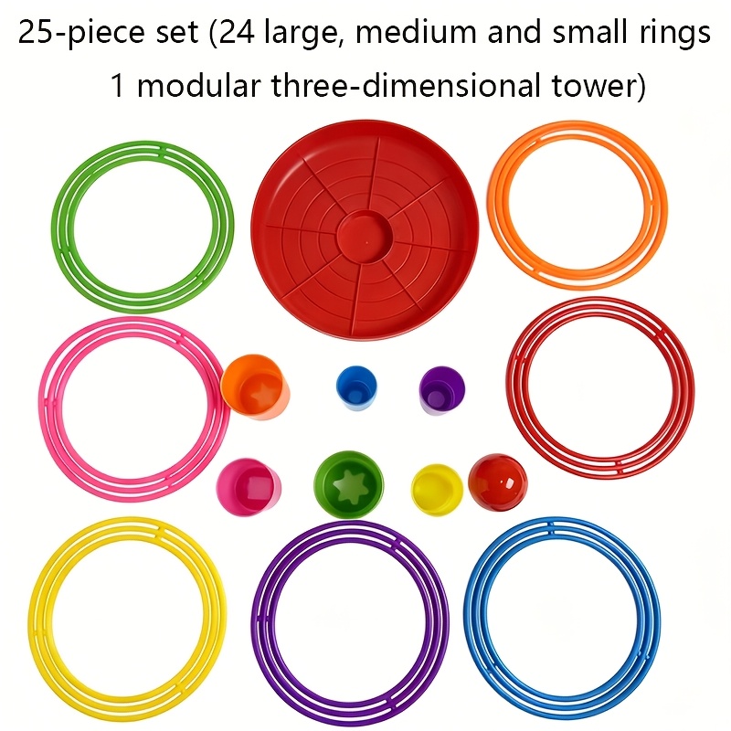 TEMU Jeu de d'anneaux en plastique coloré, réutilisable, pour fêtes, extérieur, éducatif, de maternelle, stand de jeux, cadeau d'Halloween et de Noël