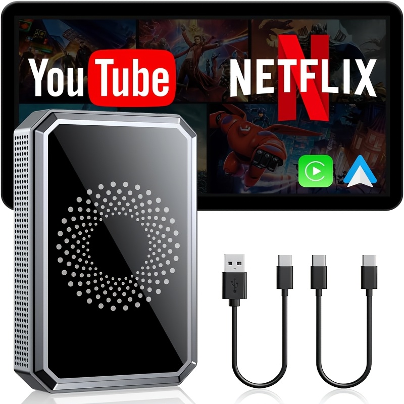 TEMU 3-in-1 Magic Supports Netflix/youtube/tiktok Streaming . Features A Adapter With Usb Drive, Compatible With Factory- Wired Carplay And Auto