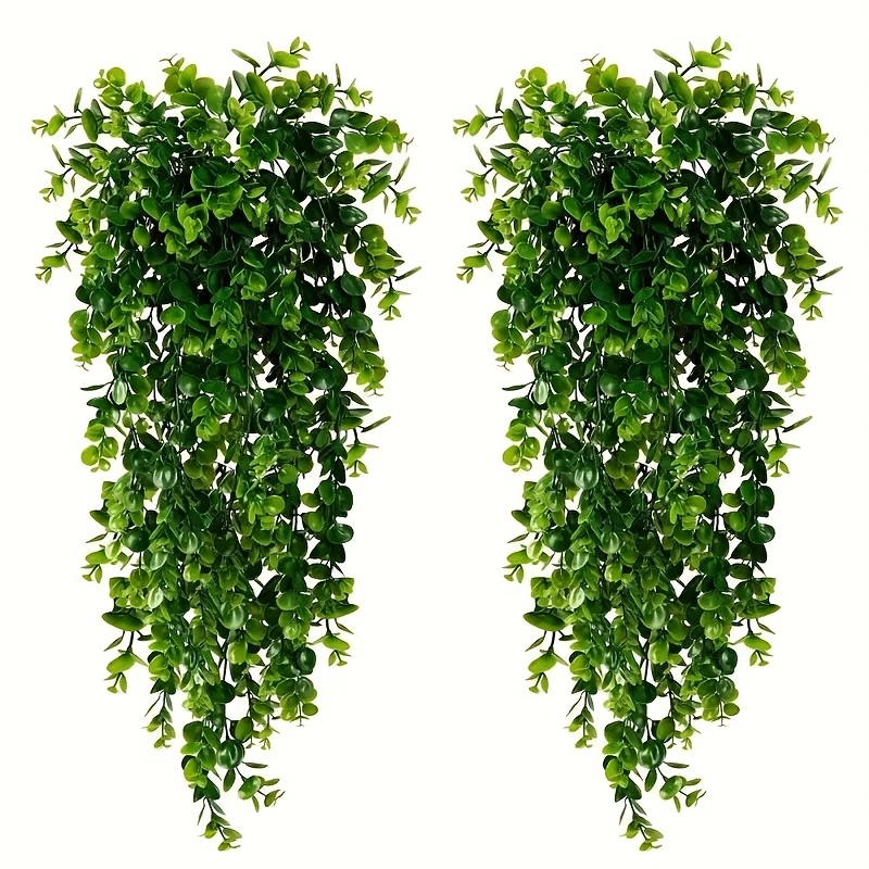 

2pcs Artificial Eucalyptus - Plastic Hanging Greenery For Indoor/outdoor Wall Decor, No Electricity Needed, Featherless, Ideal For Home & Valentine's Day Display, Artificial Plants For Home Decor