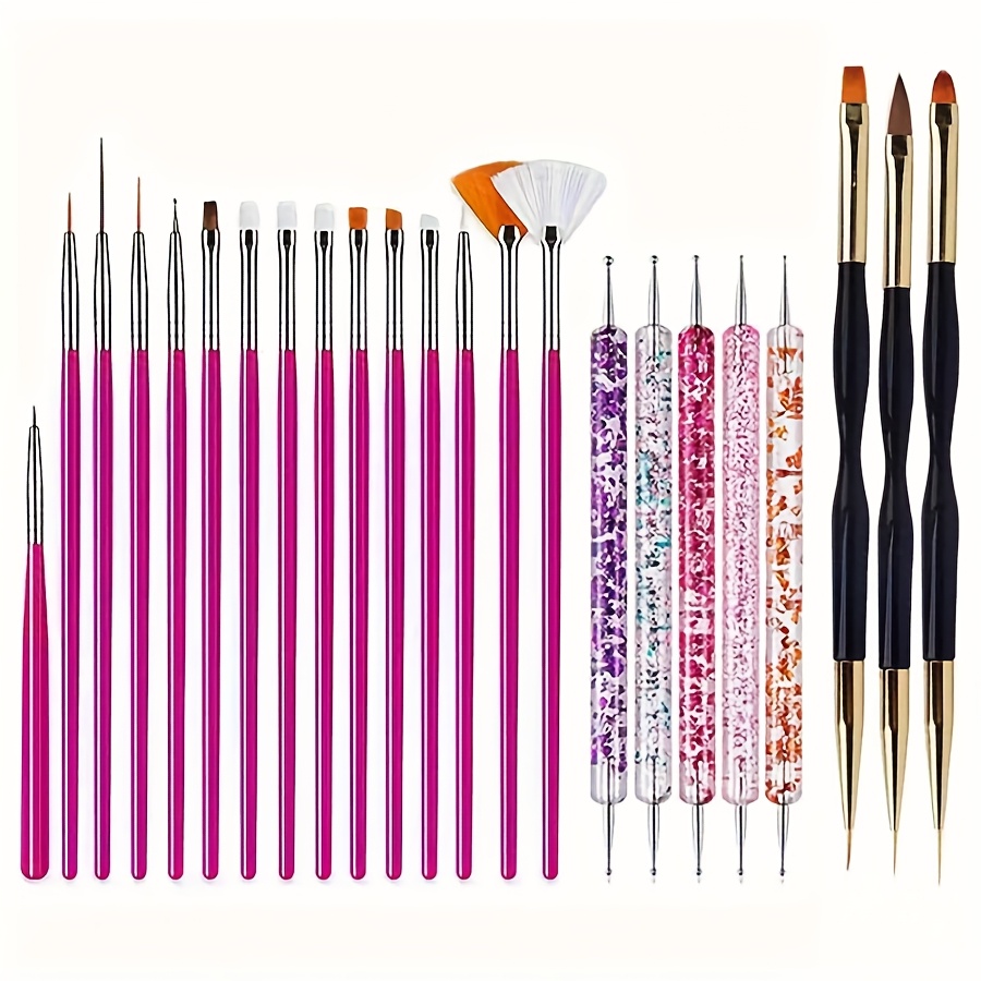 TEMU Set di pennelli per nail art da 23 pezzi per dipingere, intagliare e fare puntini con pennelli e a