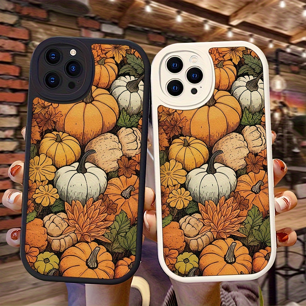 

Pumpkin Print Design Soft Lambskin Flexible Protective Tpu Rubber Shockproof Case For 15 14 13 12 11 Xs Xr X 7 8 Plus Pro Max Se Perfect Gift For Birthday, Girlfriend, Boyfriend Or Yourself