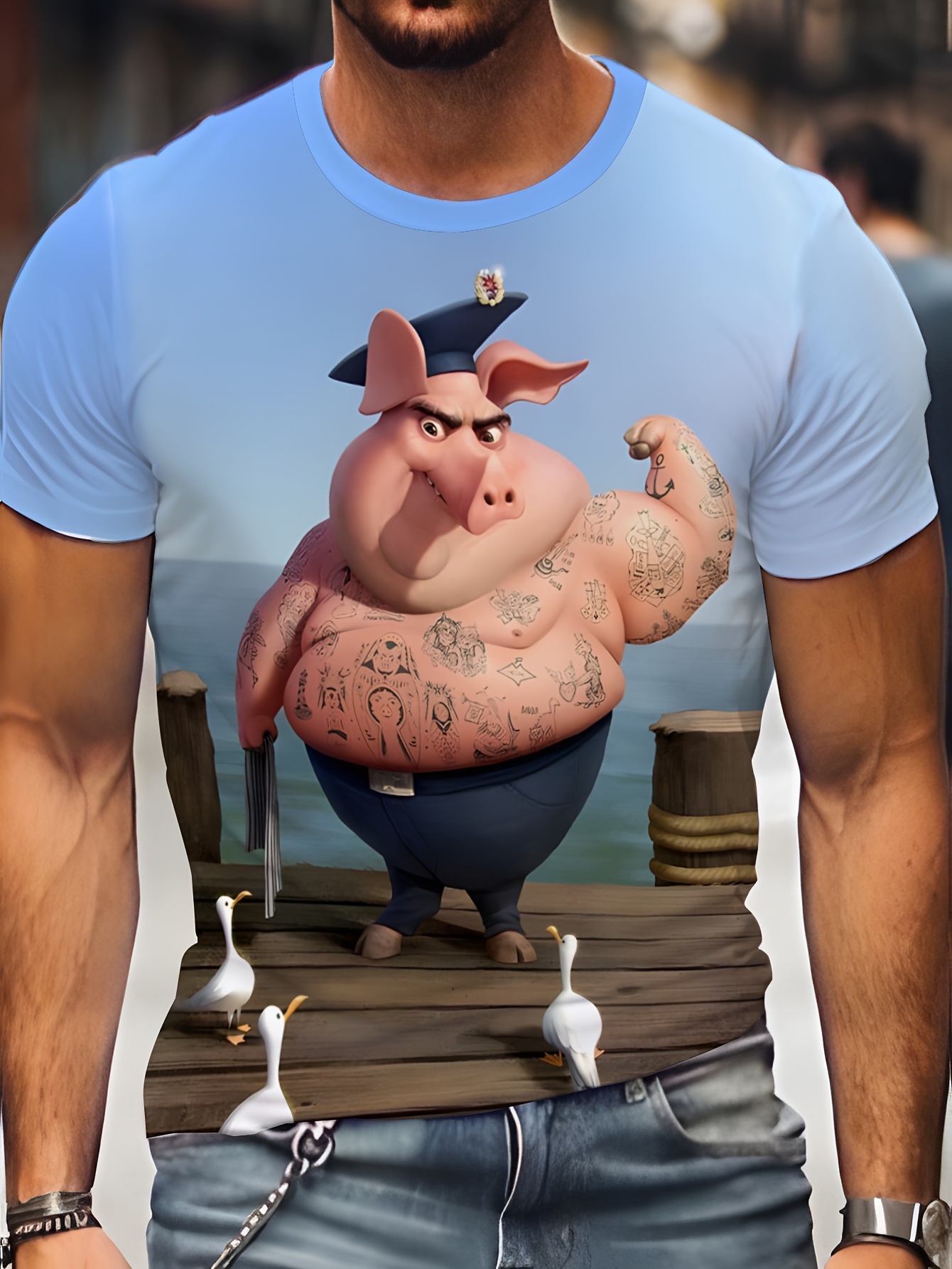 Plus Size Men's Funny Pig Tees 3d Print Realistic Graphic T - Temu Canada