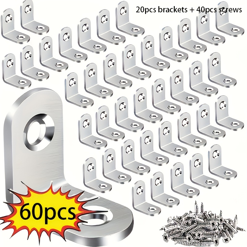 60pcs 20pcs angle bracket 40pcs screws angle bracket angle bracket with screw set suitable for wooden   drawers cabinets