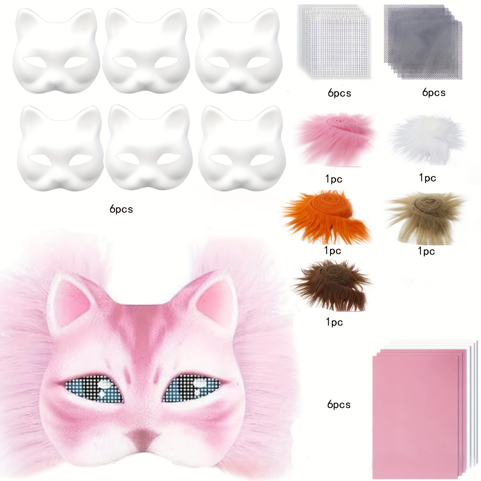 29pcs cat face mask set   material carnival dress up suitable for diy handmade festival dress up party  