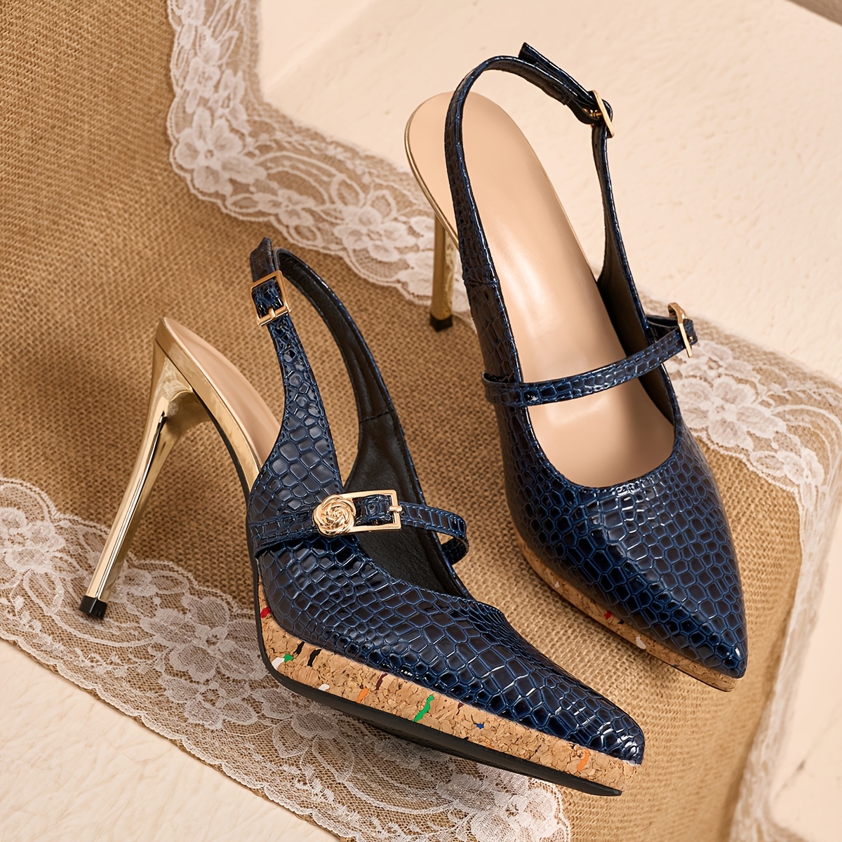 navy blue dress shoes sold on Temu United States
