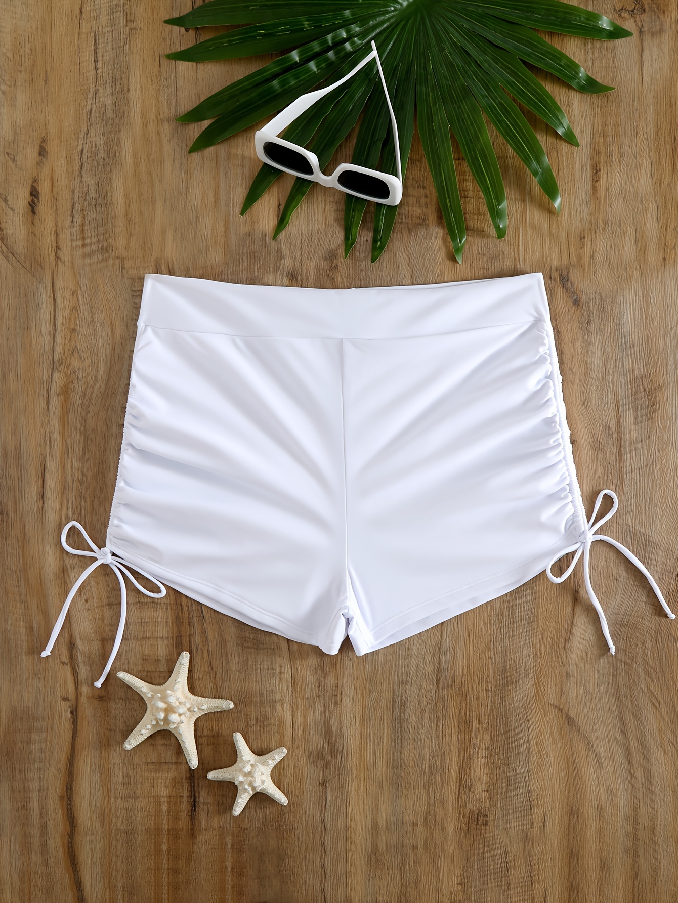 plain white ruched drawstring side tummy control swim shorts Temu