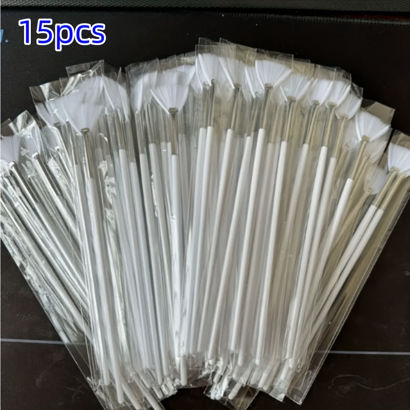 TEMU 15pcs Fan-shaped Aha & Bha Facial Brushes - Soft Nylon Bristles For Spa, Skincare, And Facial Masks - Gentle Exfoliating Brushes For All Light