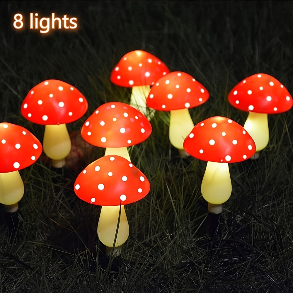8/12/20 Pack Solar Mushroom Lights Set, Outdoor Garden String Lights, With White Dots, 8 Lighting , Suitable For Landscape, Garden, Pathway, Yard And Party Decorations