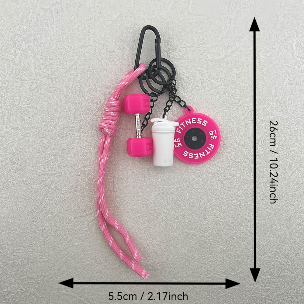 TEMU Set de llaveros rosa para gimnasio con cuerda trenzada, accesorio deportivo para bolso