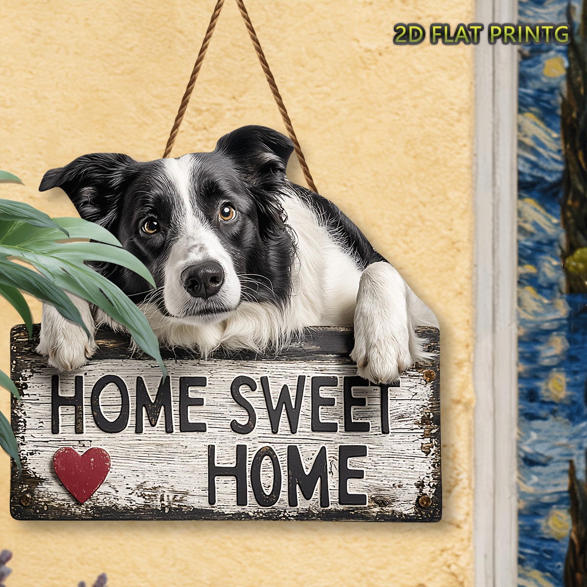 TEMU 2d Flat, 2d Flat Surface, 1pc Wooden Sign, Outdoor Wall Decor, Border Collie "" Sign, Home Decor, Porch Decor, Patio Decor, Housewarming Gift,