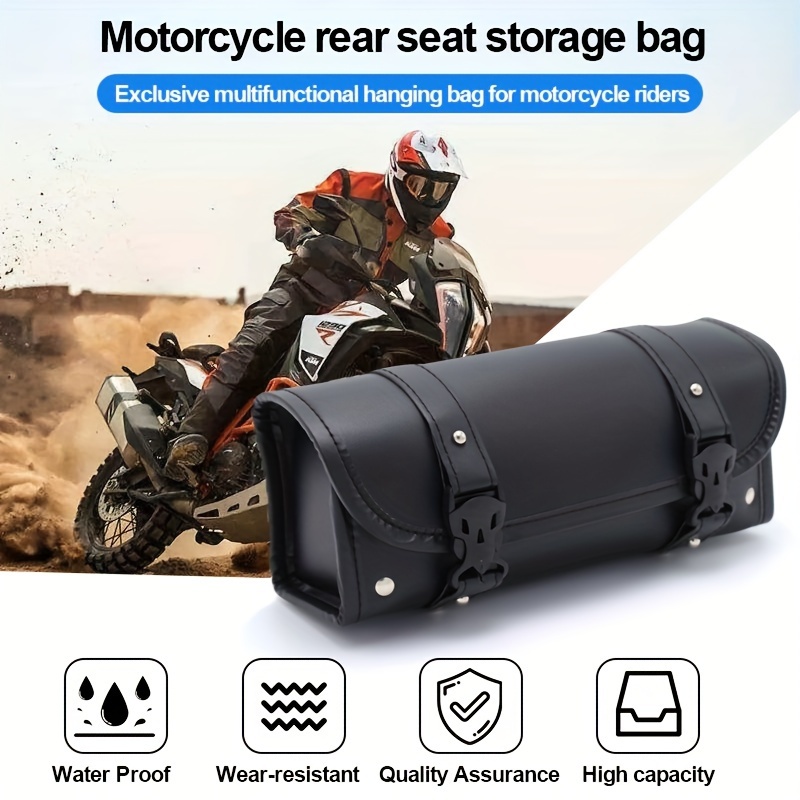 

Motorcycle Tool Bag, Universal Pu Leather Motorcycle Fork Bag Saddle Bag Handlebar Bag Storage Tool Bag