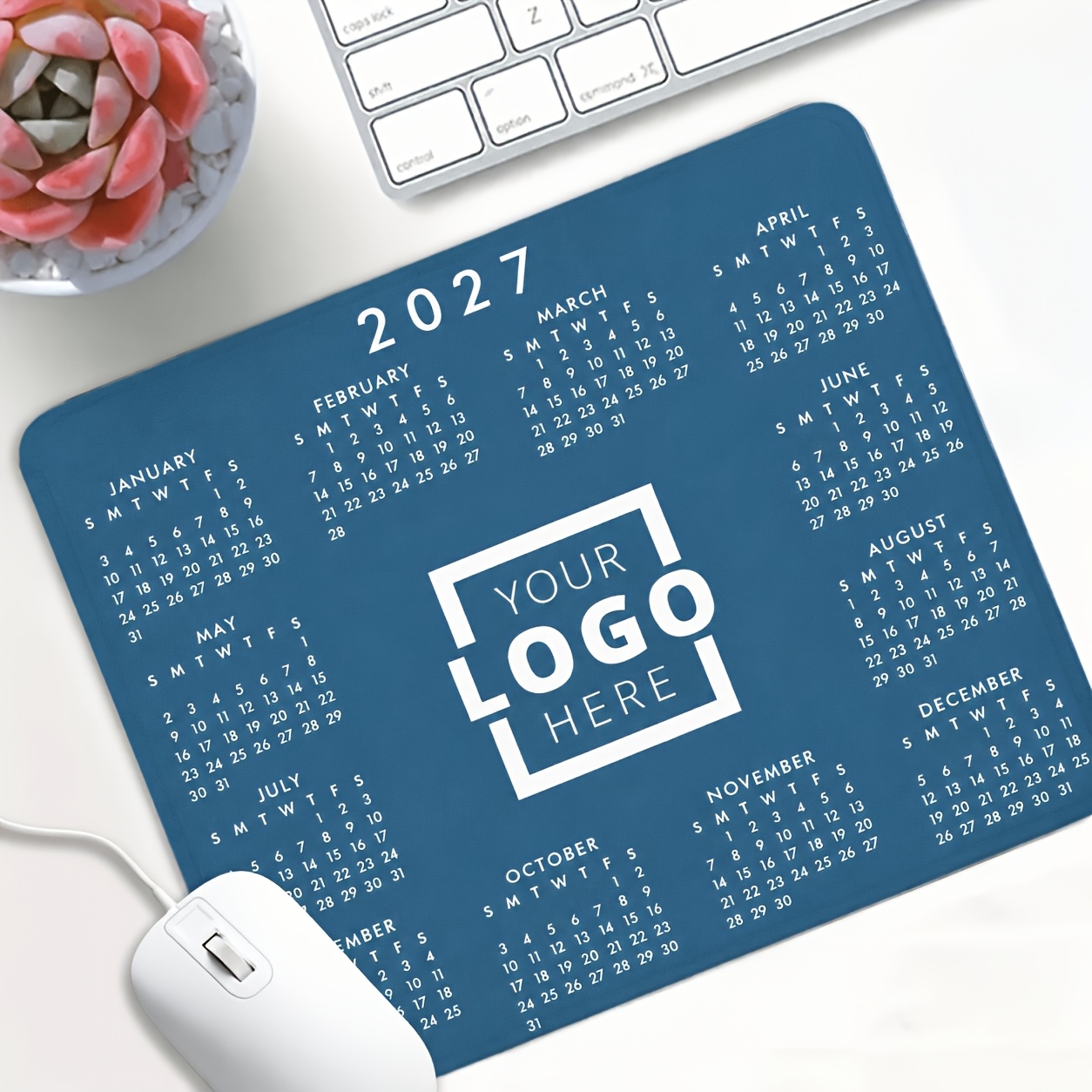 TEMU Alfombrilla de ratón personalizada 2D con calendario 2027, admite de fotos, 1 pieza, tapete de escritorio, accesorio de material de oficina,
