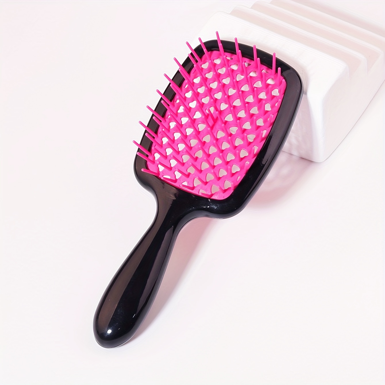 TEMU 1pc Anti-static, Quick-dry Hair Brush With Abs Plastic Handle - Ideal For All Hair Types, Styling And Detangling, Stylish Black And Colorful