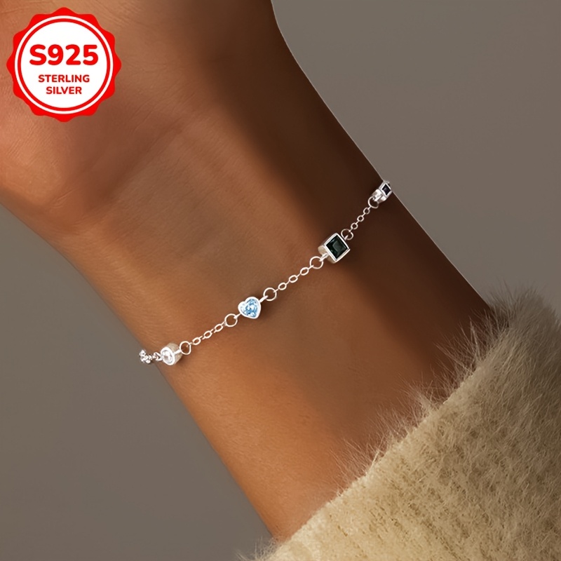 

Bracelet Élégant en Argent Sterling 925 avec Colorée - Cadeau d'Anniversaire pour Elle, à Quotidiennement