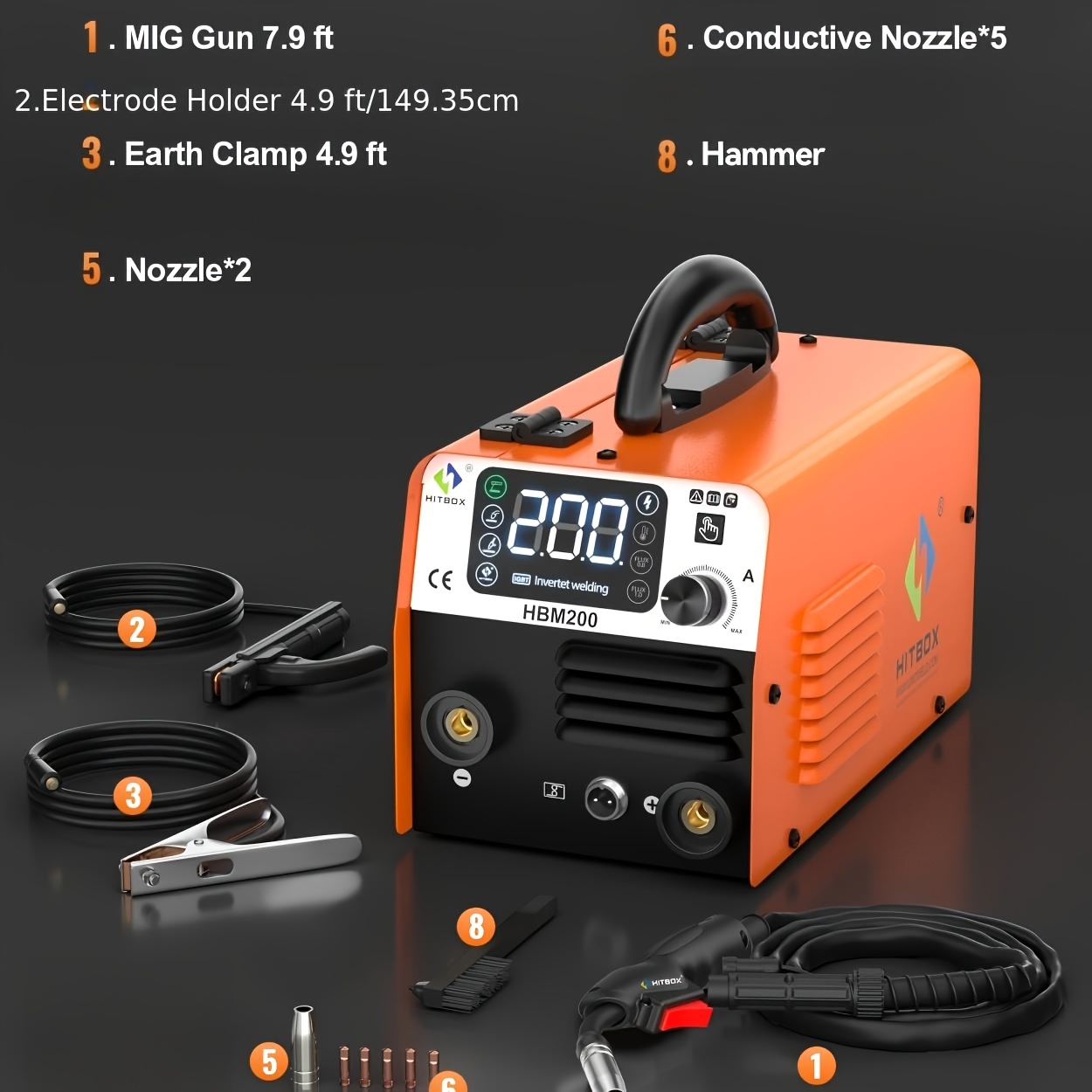 3-in-1 ] 200a| 3-in-1 | Mig/tig/mma, 220v | Portable Control, Igbt Inverter, Protection | Home, Indoor/outdoor Repairs | Perfect For Welding Stainless Steel, Iron And Steel
