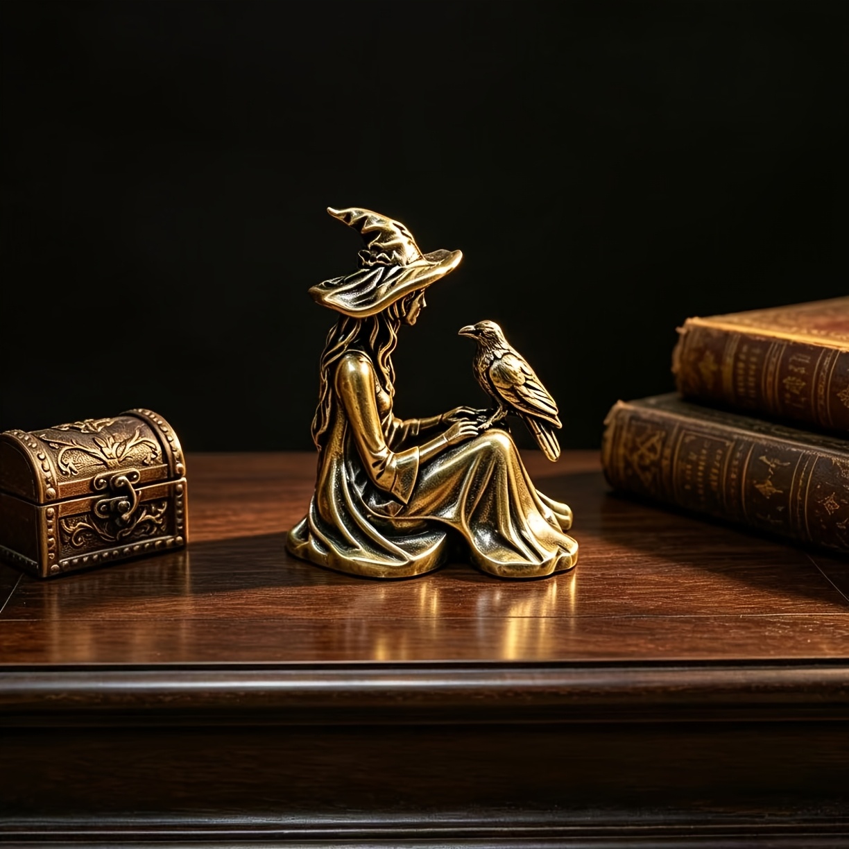 TEMU Collectible Statue 100% Brass Vintage Distressed Hollow Sculpture, Training Miniature Figurine, Ideal For Home Decor, Halloween Decoration,