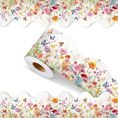 1pc spring bulletin border decorative sticker diy sticker decoration wavy scalloped chalkboard office home decor sticker
