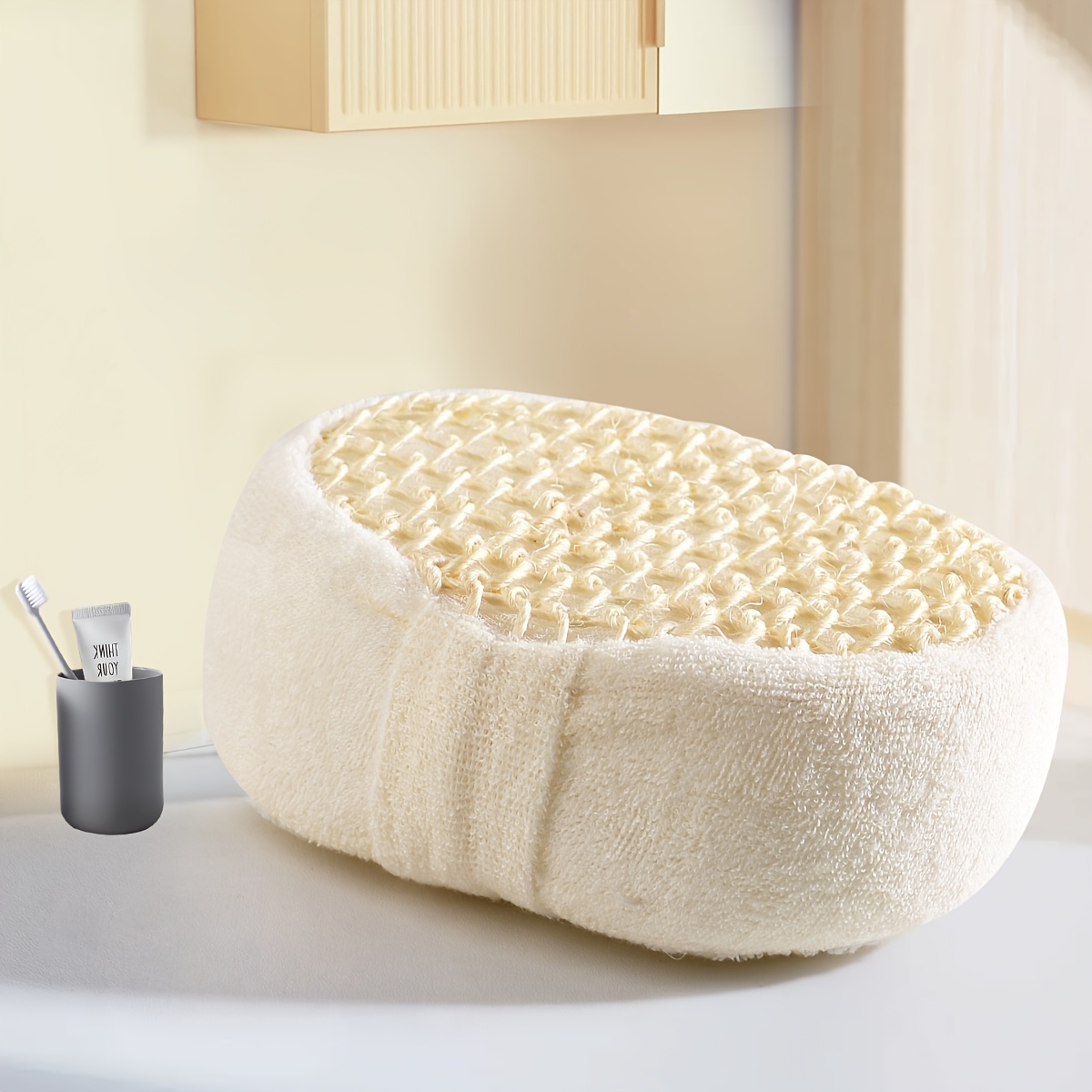 TEMU New Sisal Sponge Bath Scrub Bath Ball, Hemp Bath Rubbing Towel Bath Supplies, Exfoliating Bath Towel Rubbing Artifact Back Rubbing Sponge,