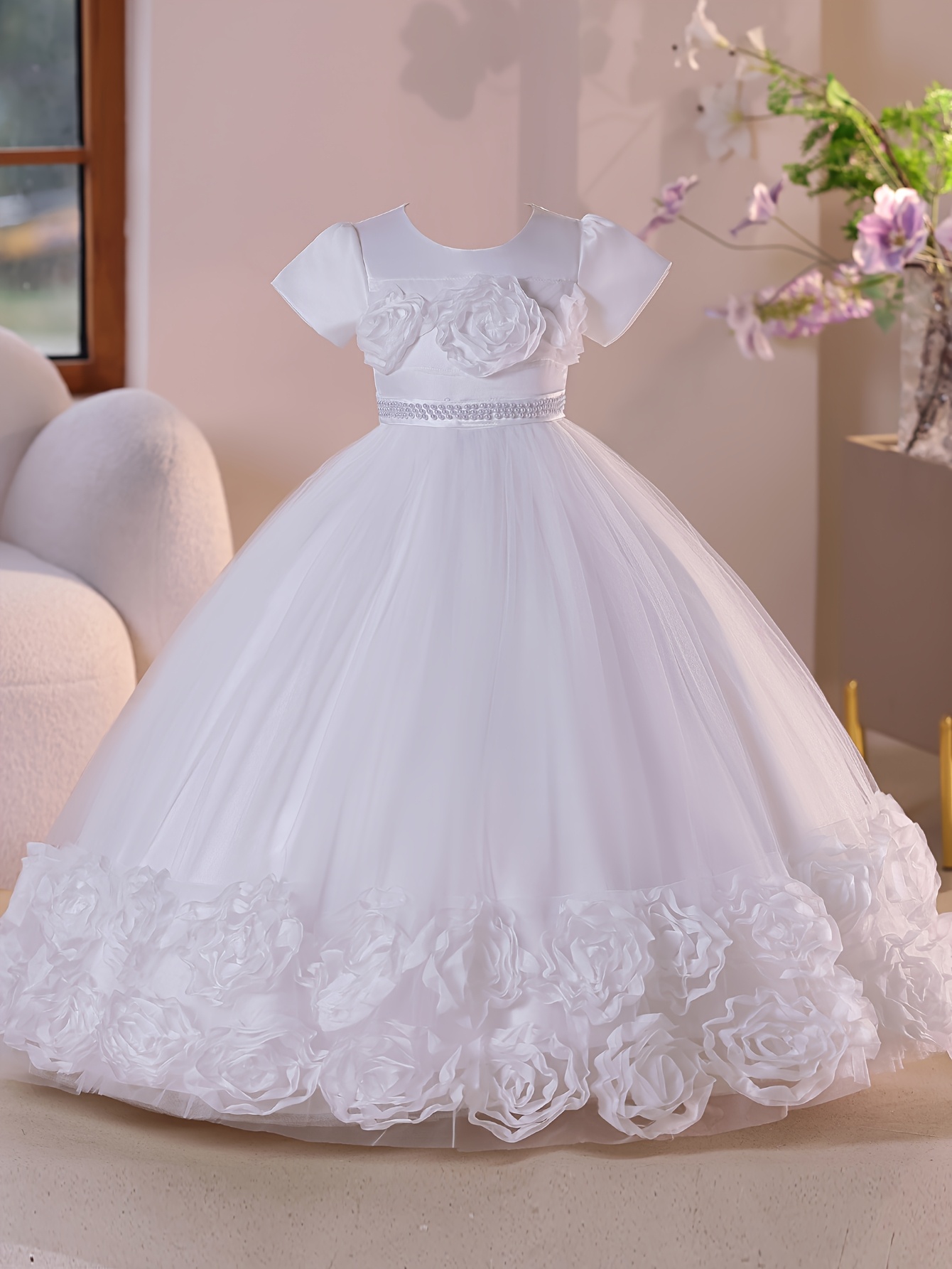open lace back dress Amazon.com: FUSLW White Flower Girls Dress First Communion Dresses Lace  Long Sleeves Princess Tulle Ball Gown: Clothing, Shoes & Jewelry main image 0