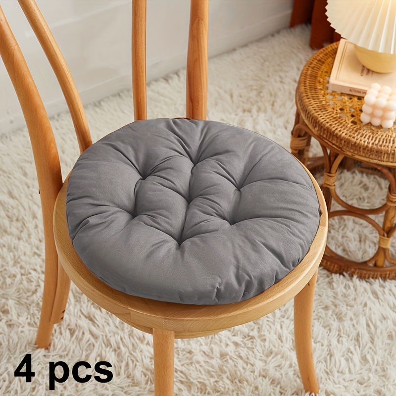 TEMU 4pcs Polyester Chair Cushions, Soft Round Chair Cushions, Durable Knitted Design, Suitable For Garden, Restaurant, Office And Living Room Chairs