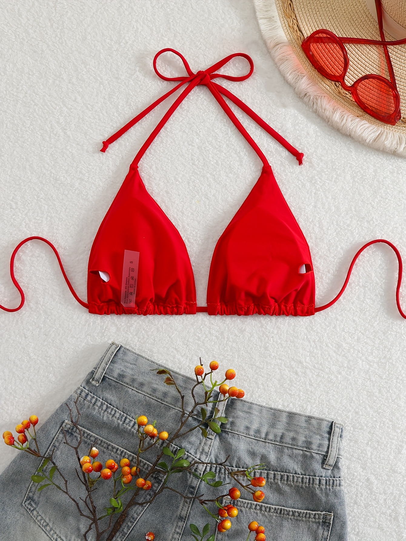 Fashionable and Sexy Double-sided Nylon Plain Color High Elastic and Comfortable Tie-string Women's Bikini Top