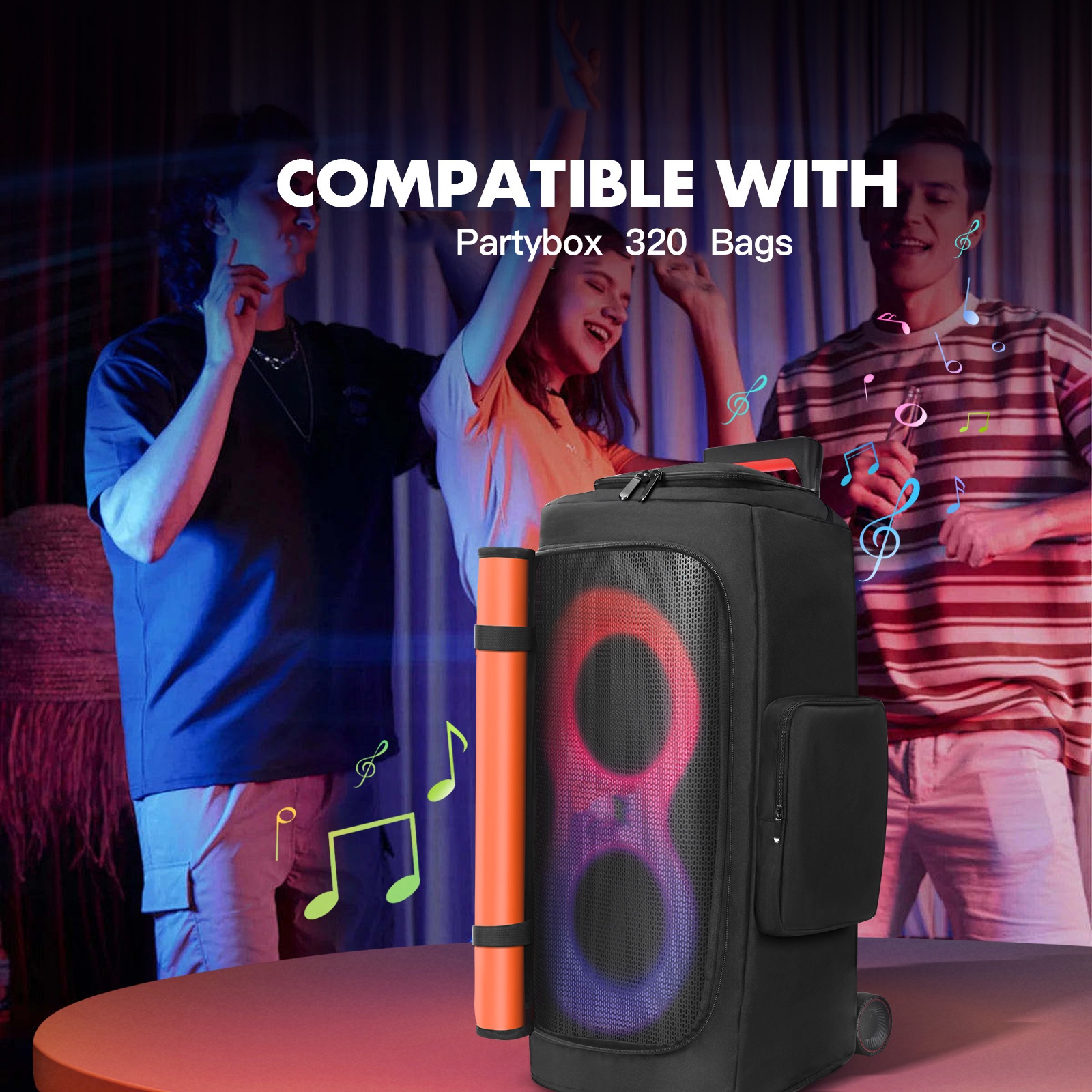 Подходяща за JBL PARTYBOX 310-320, тази платнена чанта с калъф има отваряне с цип за удобен и практичен достъп до дръжката. Това е преносима чанта за аудио аксесоари и торбичка за съхранение