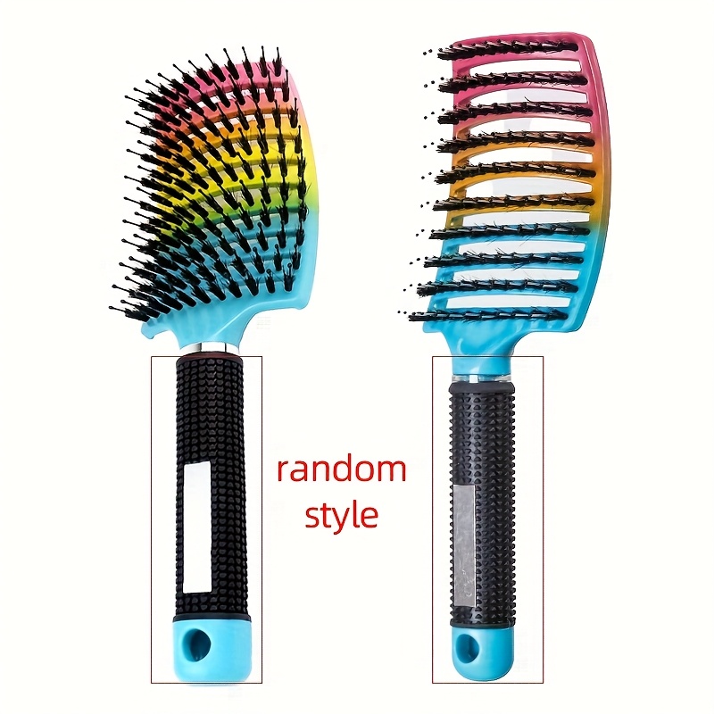 E-shop WANMEI Massagekamm mit Farbverlauf aus Borsten + Nylon, großer gebogener Stylingkamm, volumengebender Stylingkamm, geriffelter Kamm,