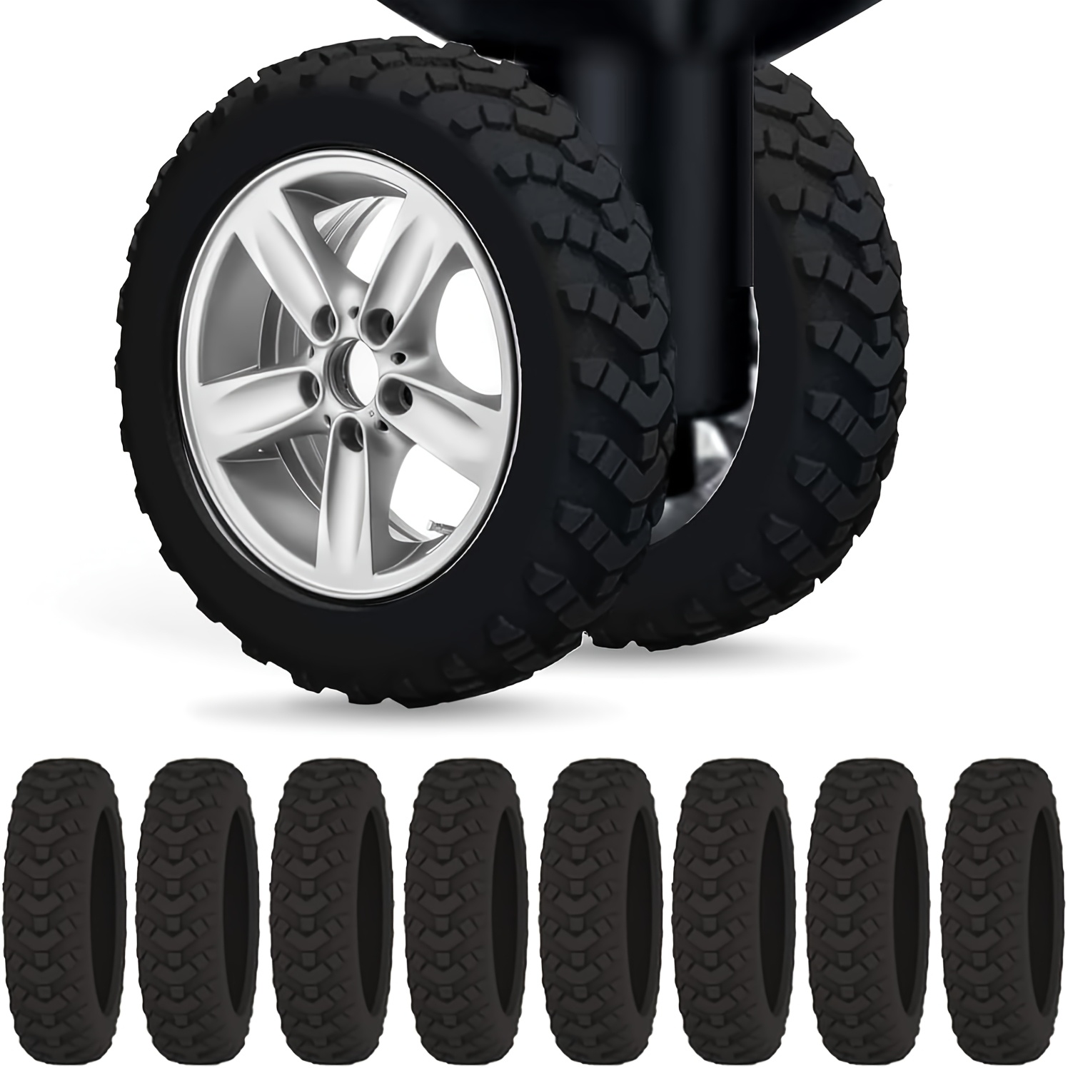 TEMU Ensemble de 8 protections améliorées pour roues de valise de voyage, couvre-roues de valise à roulettes en silicone durable, réduction du bruit,