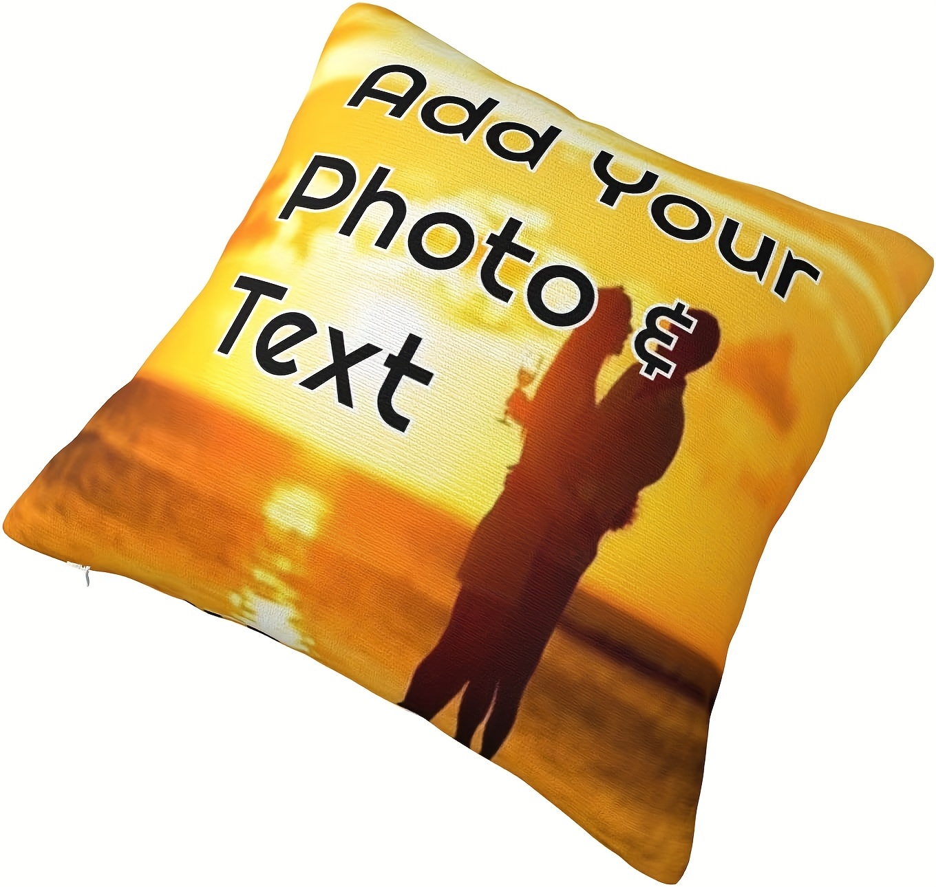 customizable photo text pillowcase personalized mother father gift   photo pillow cover 18x18 inches mixed color knit fabric polyester plush throw pillow for bed sofa decor details 2