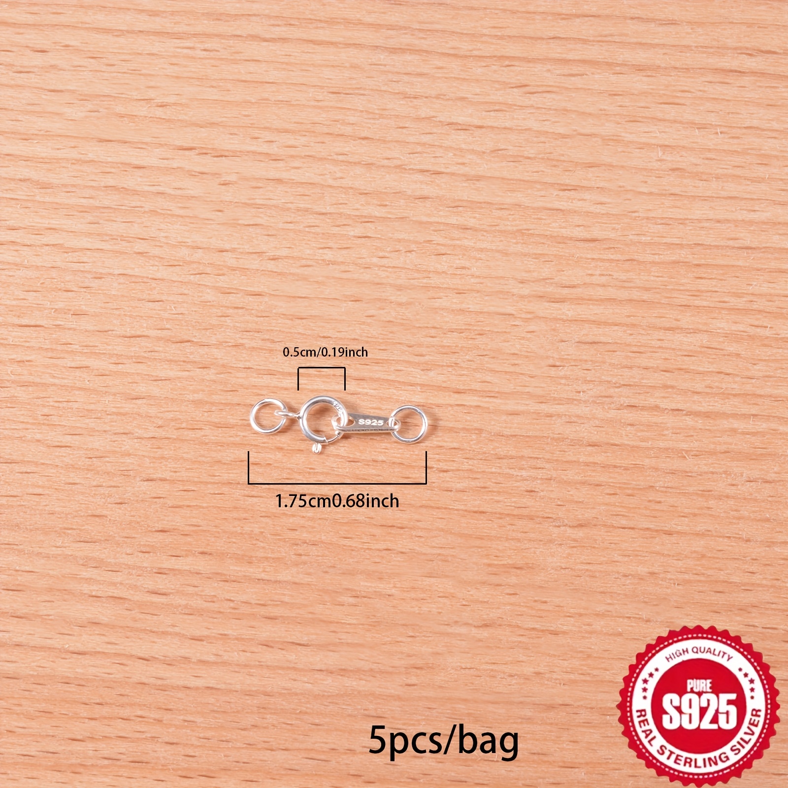 Image of 5pcs/bag S925 Sterling Silvery Spring Clasps, Suitable For Necklaces, Bracelets, Anklets, Connector Round Links With Clasps, Jewelry Making Kit