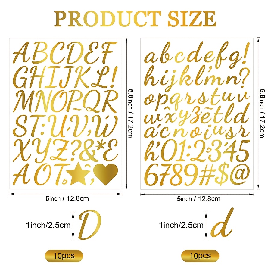 20 Sheets Letter Stickers Glitter Alphabet Stickers Self Adhesive Vinyl Letter Number Sticker For Mailbox Scrapbooking Graduation Cap Poster Board Water Bottle Decor