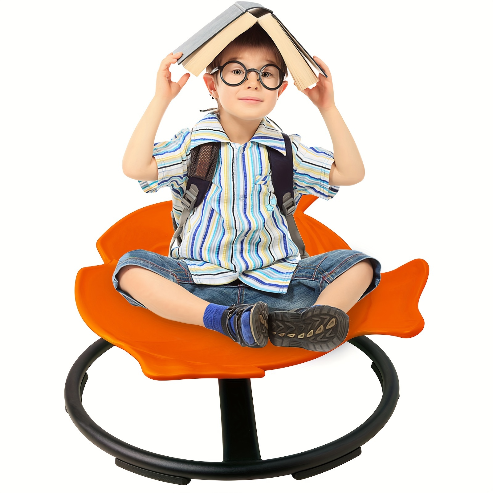 Sensory Swivel Chair For Kids - Spinning Chair For Autism, Body Coordination Training (Orange)
