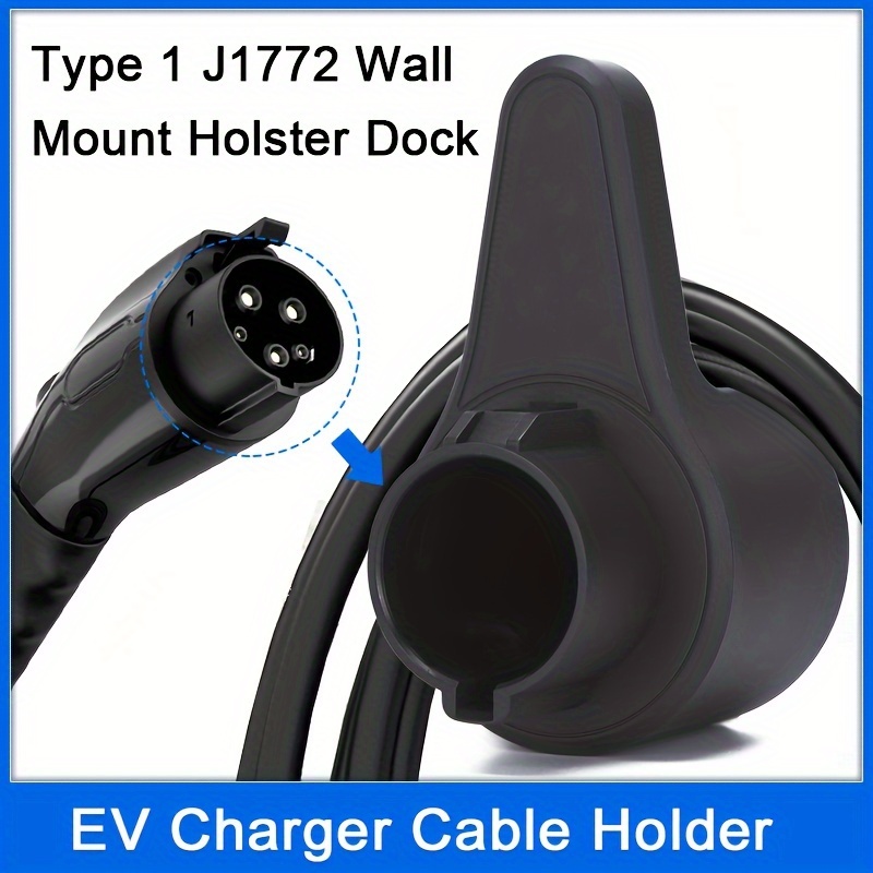 

Ev Charger Cable Holder - Type 1 J1772 Wall Mount Holster Dock - Charging Standard - Uncharged - No Battery Required - Wall Bracket For Electric Vehicle Charging Station Accessories