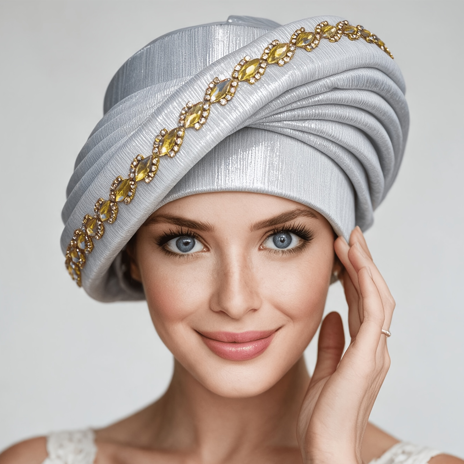 TEMU 1pc, New Women's Hat, Auto African Head Tie From Nigeria, Head Turban For Women, Bright And Soft Fabric, With Diamonds, Exuding And . Suitable