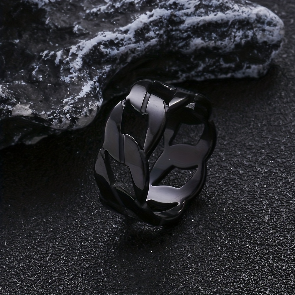 6pcs mens stainless steel black ring set durable rotating golden   simple yet elegant cool   6pcs set ideal fashion accessory Product details 2