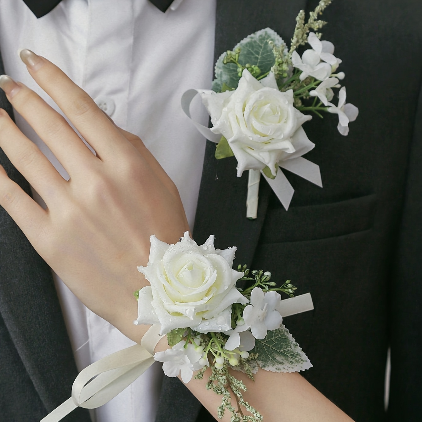 Nature-Inspired Artificial Flowers and Leaves with Dew Decorations