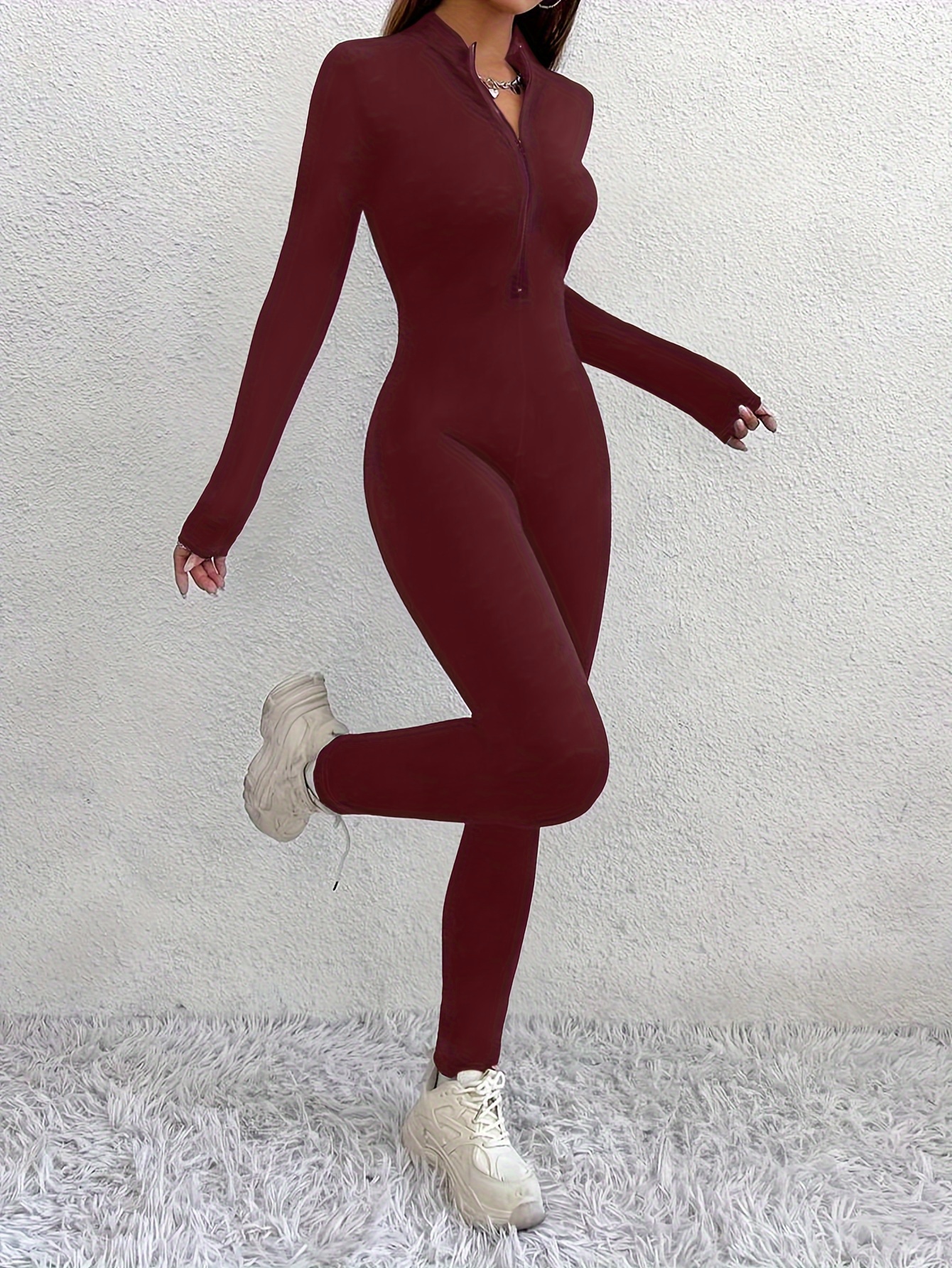 Women's Full-Zip White/Beige (or) Full-Body Jumpsuit Short Sleeve Stand  Collar Pantsuit *-Fit Machine-Washable Winter Outfit for, Weddings, Part