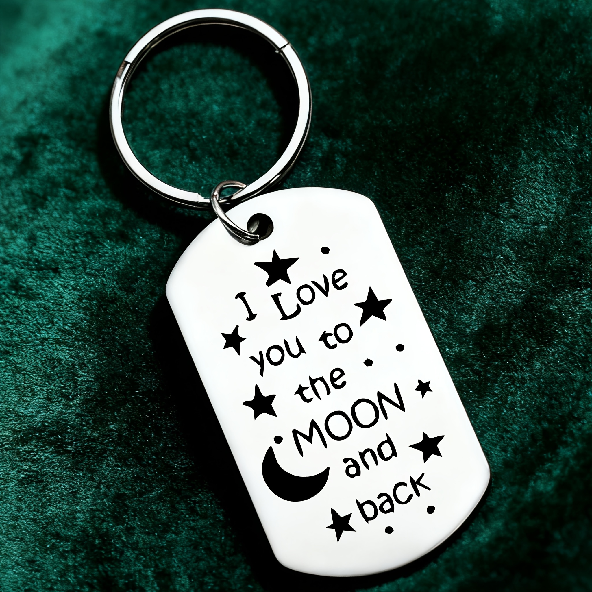 TEMU 1pc "i Love You And Back" Engraved Keychain - Romantic Couple Gift With Star And Moon Design, Perfect For Weddings, Anniversaries, Valentine's