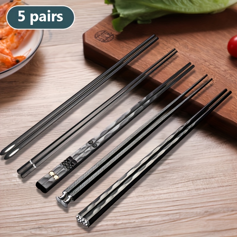 TEMU 5-pair High-quality Chopstick Set With Non-slip Textured Handles For Easy Gripping. Elegant Tableware For Sushi And , Perfect For Holiday