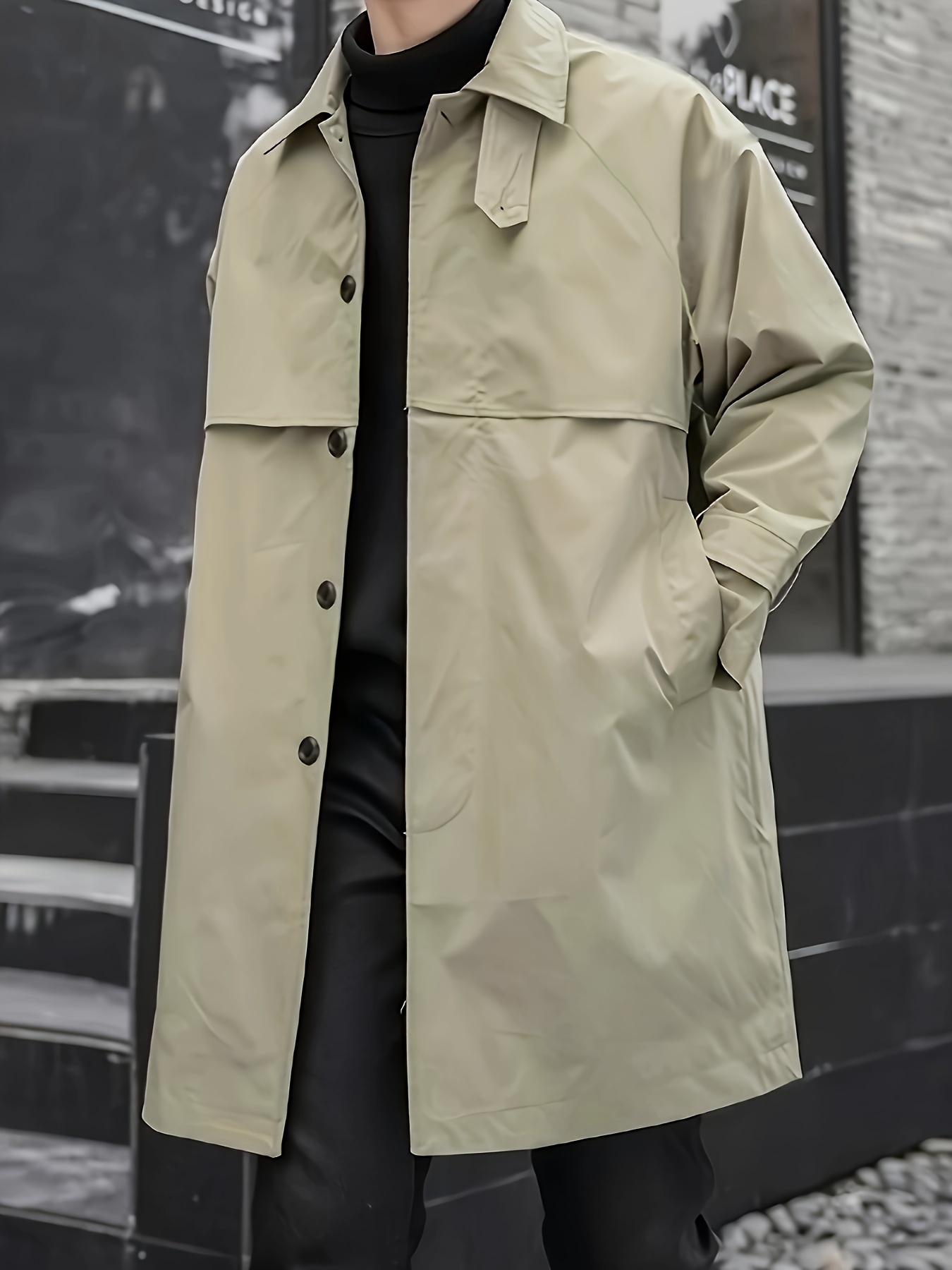 mens trench coat mens length jacket autumn - Temu South Africa