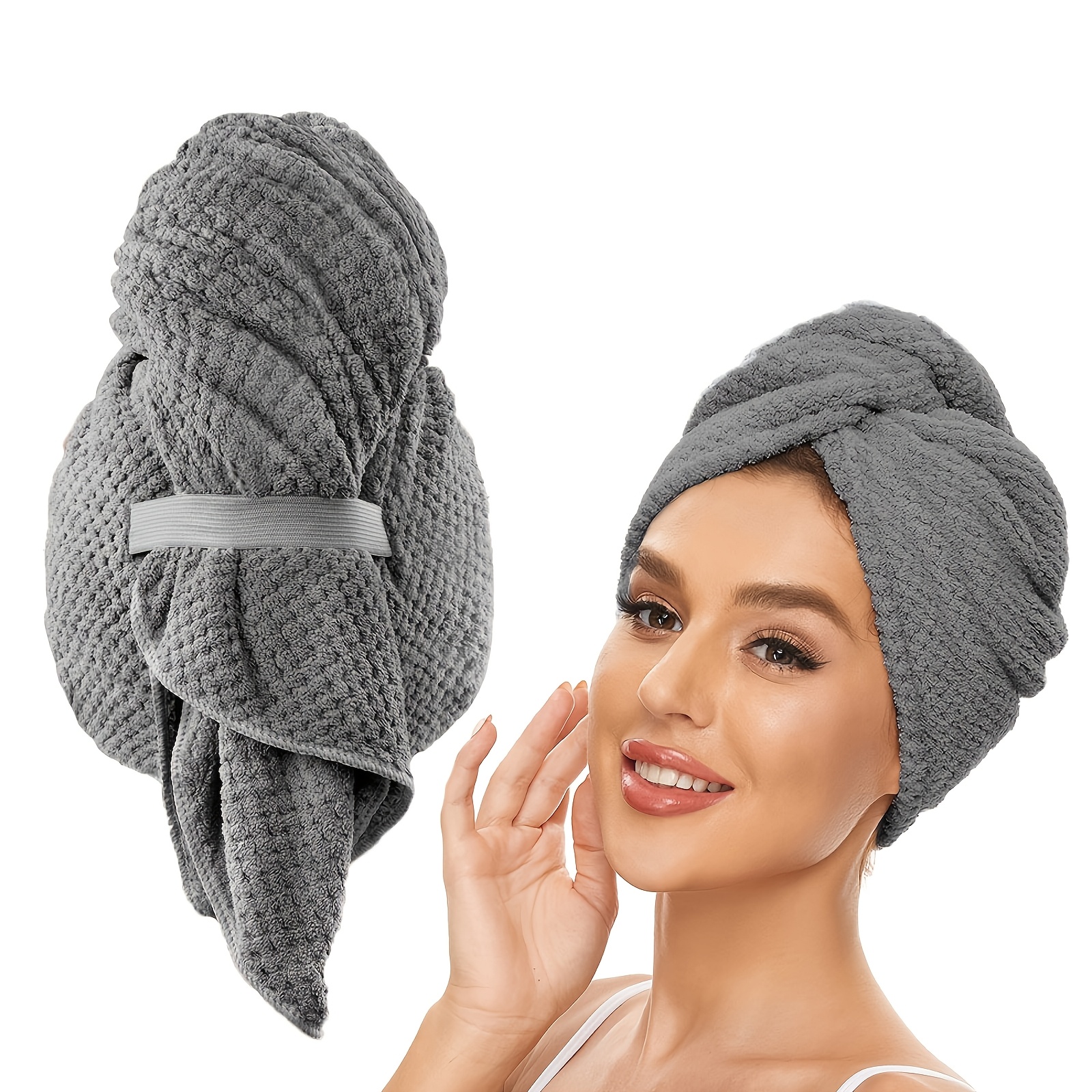 

1pc Serviette de Cheveux en Microfibre à Séchage Rapide, Super Absorbante, Non Parfumée, Couleur Unie, pour Femme - Accessoire Maison & Salle de Bain