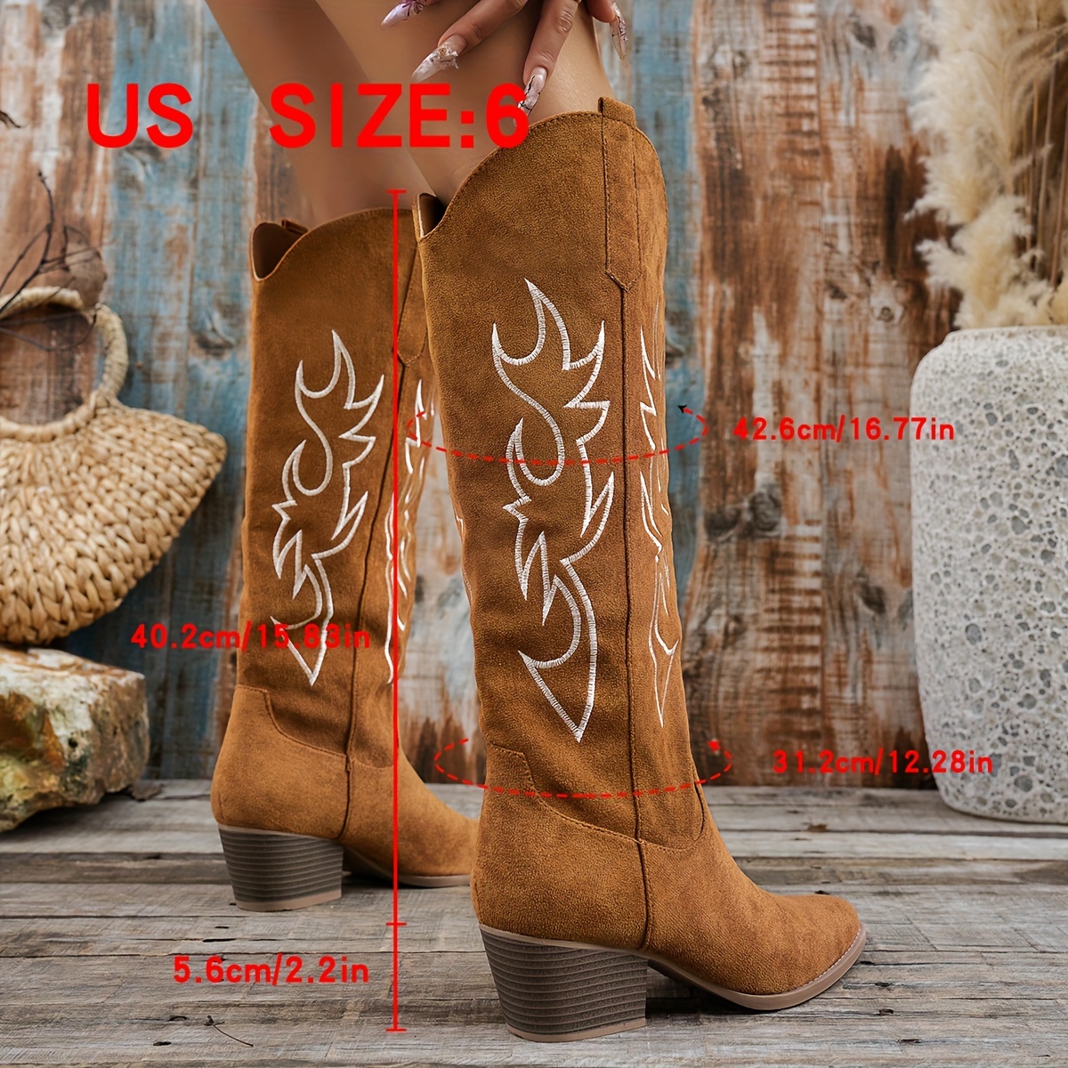 Cowgirl Stiefel Mkjuuior Damen Cowgirl-Stiefel - Westernstiefel Mit Stickerei | Kniehoch & Handgefertigt | Große Größen Verfügbar Retro Cowboystiefel