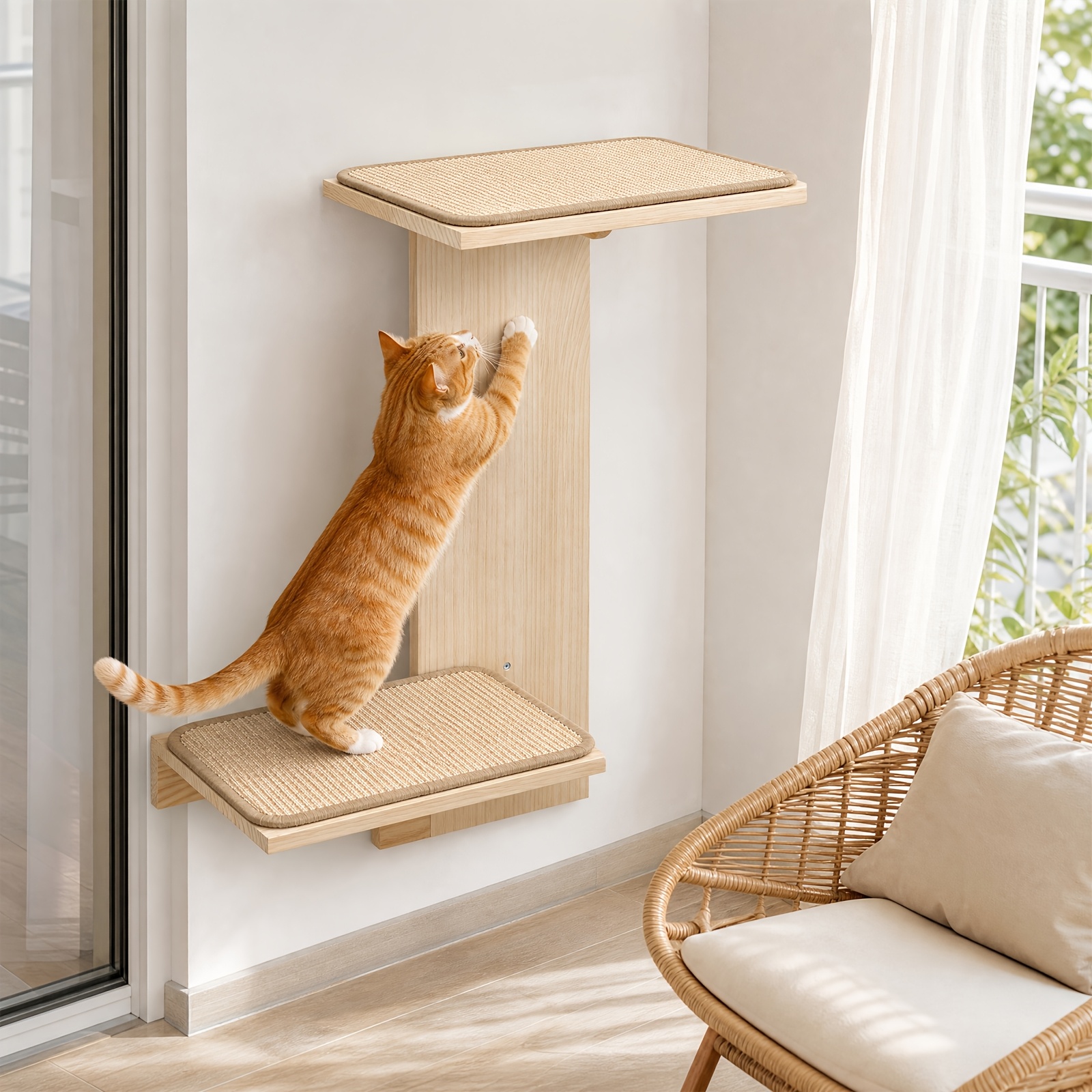 Image of Cat Wall Shelves, 2 Platform Kitten Wall Furniture, Tree Shape Wall-mounted Floating Shelf With , For Climb, Play, Nap Cat Christmas Gift