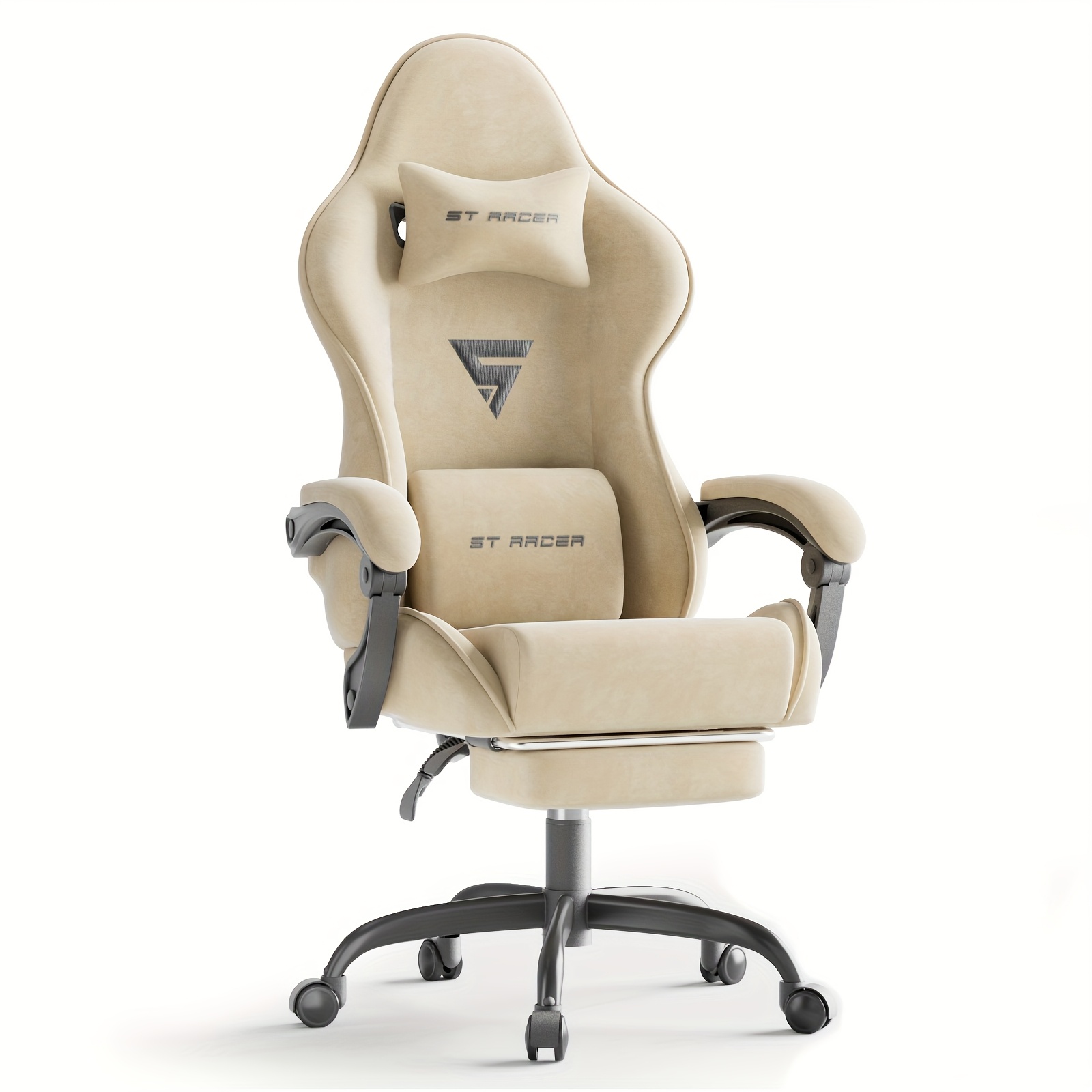 Velvet Fabric Ergonomic Gaming Chair with Footrest And Massage, Reclining Computer Gamer Chair for Adult And Teens, Racing Style PC Home Office Video Game Chair
