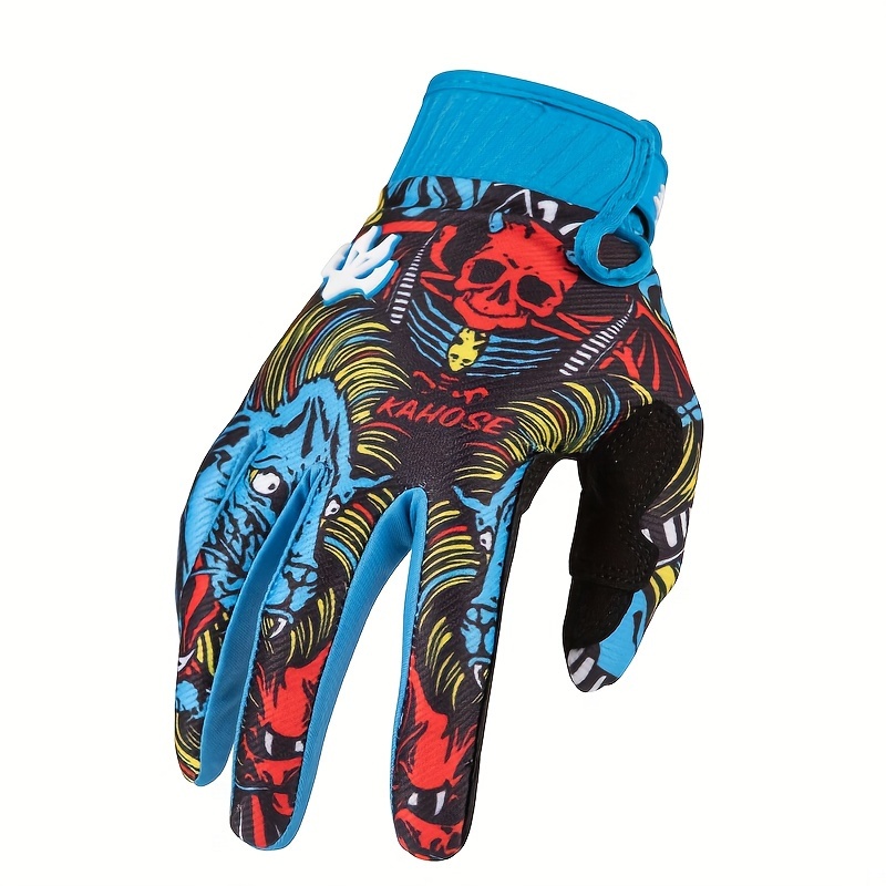 

1pair Unisex Hippie Full Finger Gloves, Breathable Gloves With Pattern, Suitable For Outdoor Riding And Camping