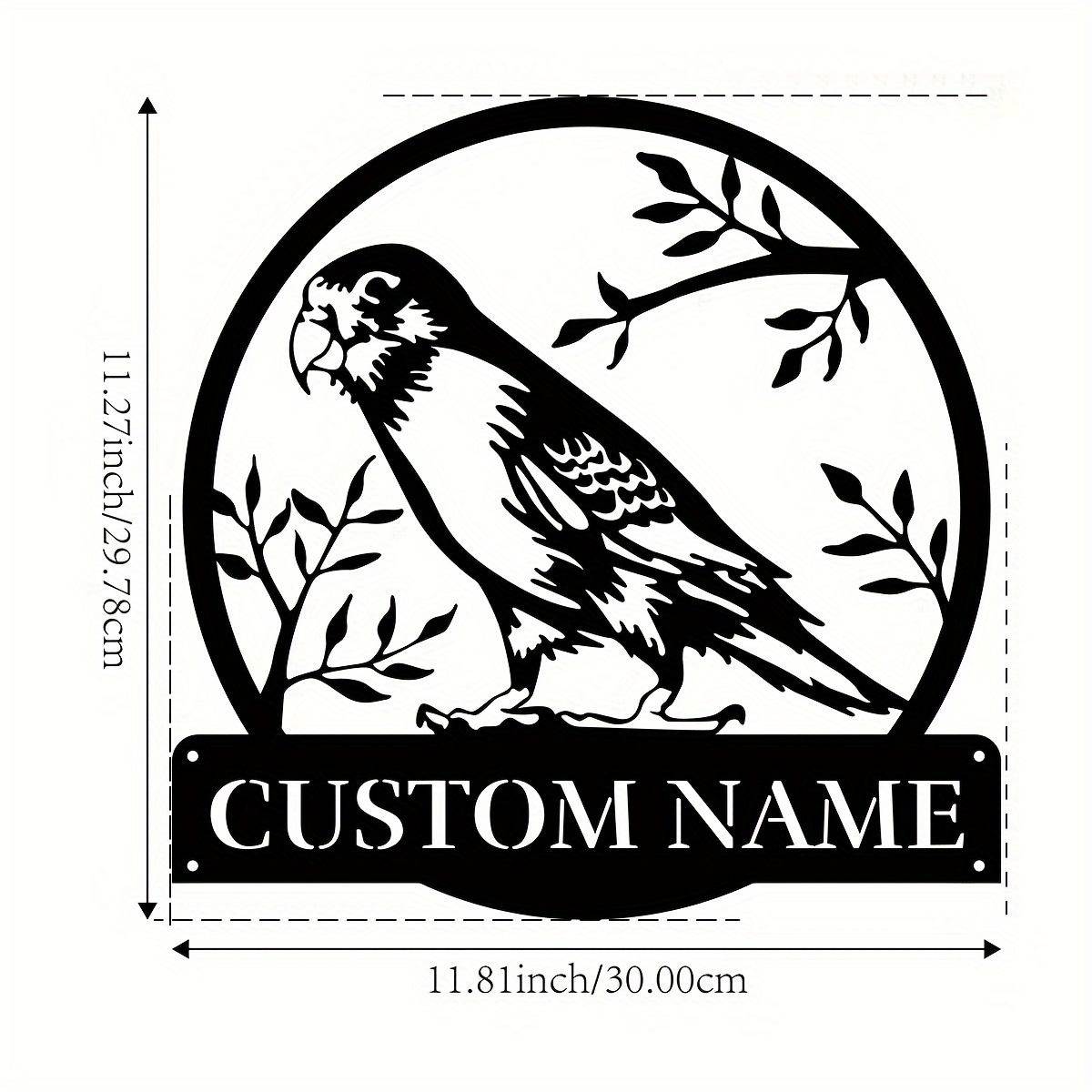 Custom Parrot Wall Art, Personalised Metal Decoration